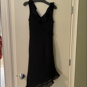 Asymmetric Hem Black Dress